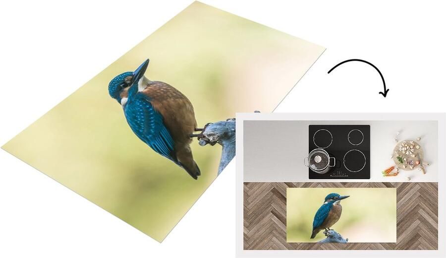 KitchenYeah Keukenloper Loper keuken IJsvogel Tak Vogel 120x60 cm Keukenloper vinyl