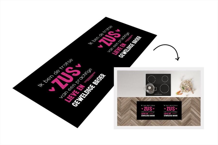 KitchenYeah Keukenloper Loper keuken Ik ben de zus Broer Quotes Spreuken Zus 120x50 cm Keukenloper vinyl