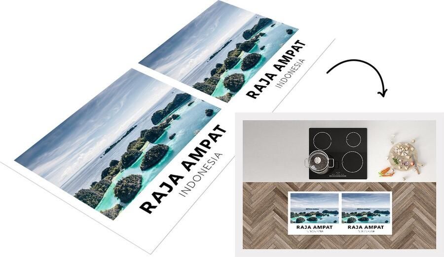 KitchenYeah Keukenloper Loper keuken Indonesië Water Eiland 120x50 cm Keukenloper vinyl