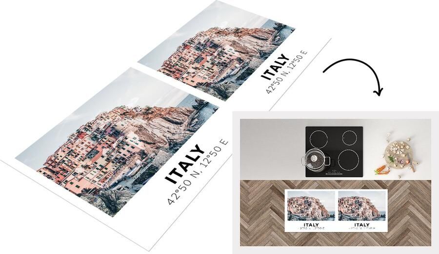 KitchenYeah Keukenloper Loper keuken Italië Huizen Berg 120x50 cm Keukenloper vinyl