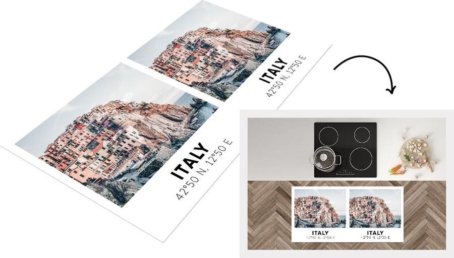 KitchenYeah Keukenloper Loper keuken Italië Huizen Berg 120x60 cm Keukenloper vinyl