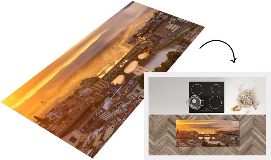 KitchenYeah Keukenloper Loper keuken Italië Mist Zonsopgang Florence 120x50 cm Keukenloper vinyl