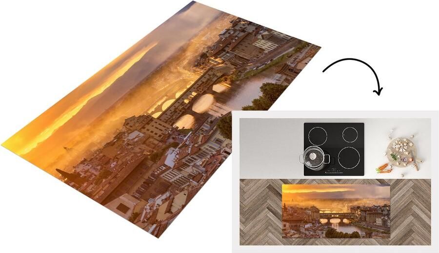 KitchenYeah Keukenloper Loper keuken Italië Mist Zonsopgang Florence 120x60 cm Keukenloper vinyl