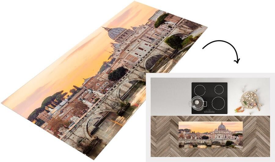 KitchenYeah Keukenloper Loper keuken Italië Skyline Rome 120x50 cm Keukenloper vinyl
