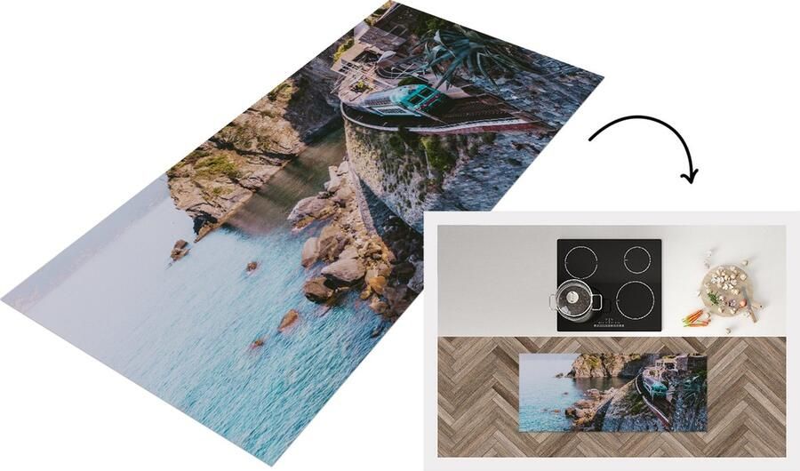 KitchenYeah Keukenloper Loper keuken Italië Trein Zee 120x50 cm Keukenloper vinyl