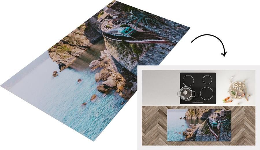 KitchenYeah Keukenloper Loper keuken Italië Trein Zee 120x60 cm Keukenloper vinyl