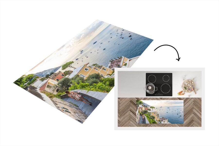 KitchenYeah Keukenloper Loper keuken Italië Vrouw Positano Zee 120x60 cm Keukenloper vinyl