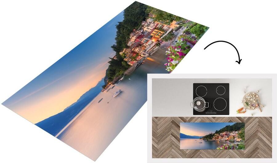 KitchenYeah Keukenloper Loper keuken Italië Zonsondergang Meer 120x50 cm Keukenloper vinyl