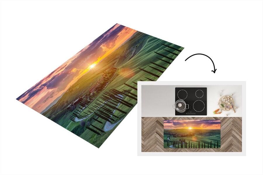 KitchenYeah Keukenloper Loper keuken Italië Zonsondergang Toscane 120x60 cm Keukenloper vinyl