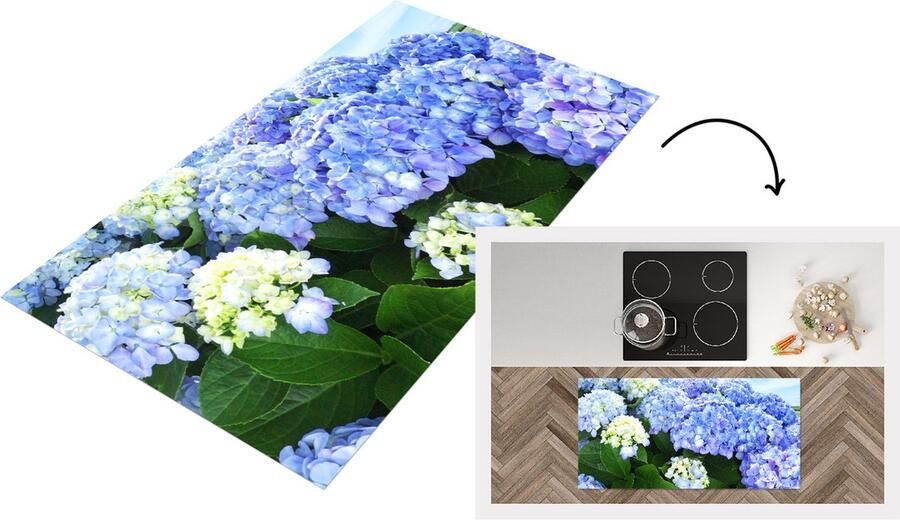 KitchenYeah Keukenloper Loper keuken Japanse hortensia bloemen 120x60 cm Keukenloper vinyl