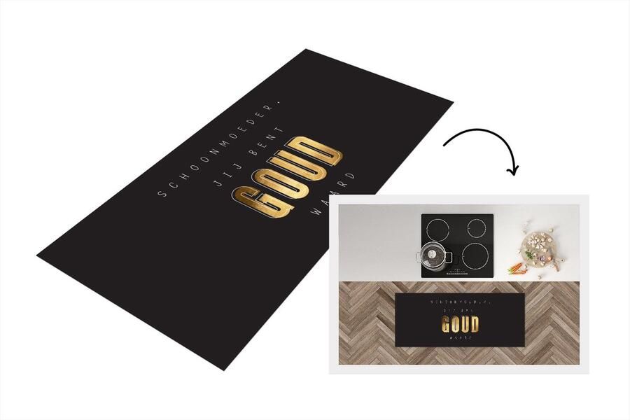 KitchenYeah Keukenloper Loper keuken Jij bent goud waard Moederdag Schoonmoeder Goud Quotes 120x50 cm Keukenloper vinyl