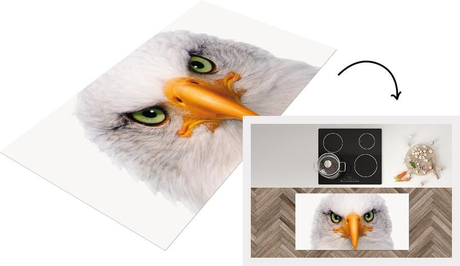 KitchenYeah Keukenloper Loper keuken Jongenkamer Adelaar Amerikaanse zeearend Portret Snavel Ogen Slaapkamer Vogel 120x60 cm Keukenloper vinyl