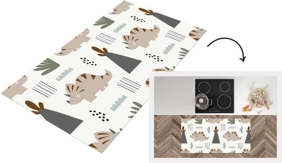 KitchenYeah Keukenloper Loper keuken Jongens Kinderen Patroon Dinosaurus 120x60 cm Keukenloper vinyl
