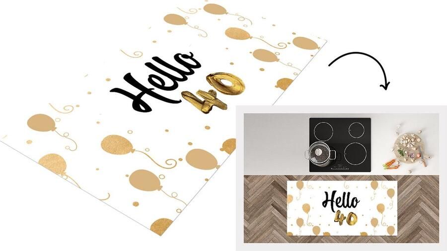 KitchenYeah Keukenloper Loper keuken Jubileum 40 jaar Versiering 120x60 cm Keukenloper vinyl