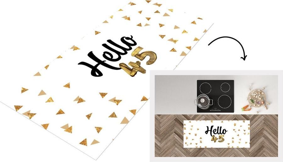 KitchenYeah Keukenloper Loper keuken Jubileum Confetti 45 jaar 120x50 cm Keukenloper vinyl