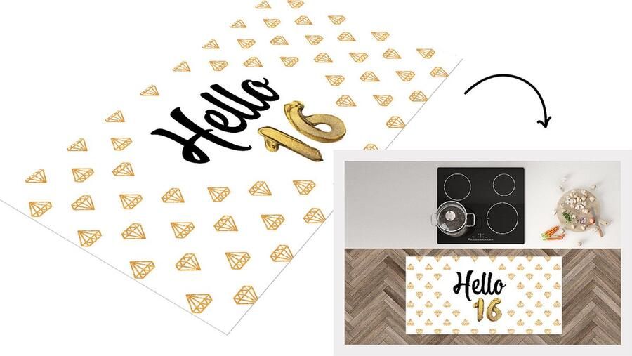 KitchenYeah Keukenloper Loper keuken Jubileum Diamant 16 jaar 120x60 cm Keukenloper vinyl