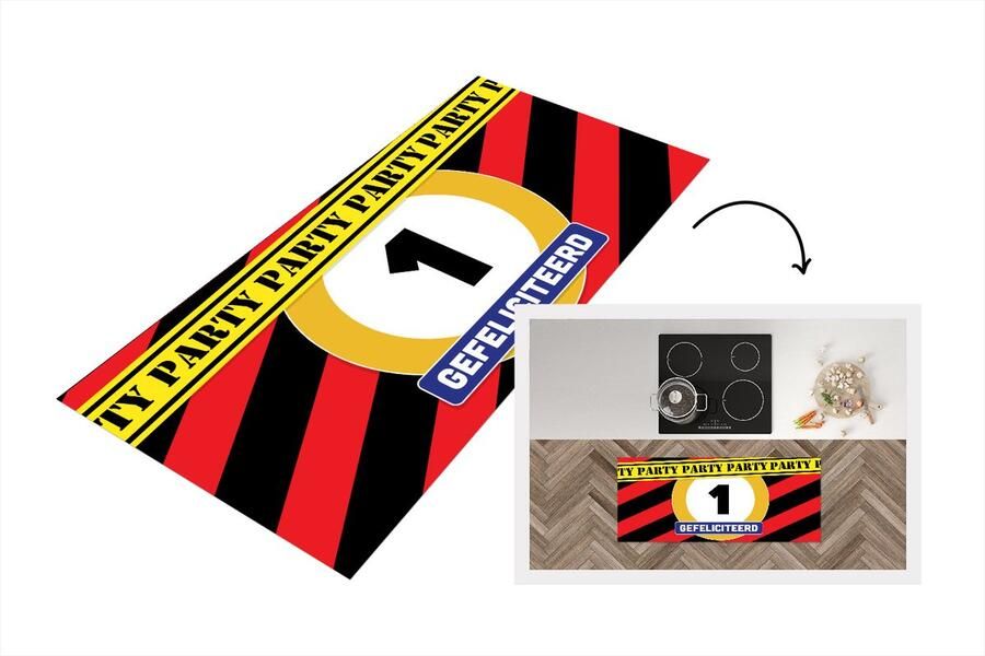 KitchenYeah Keukenloper Loper keuken Jubileum Feest Bord 120x50 cm Keukenloper vinyl