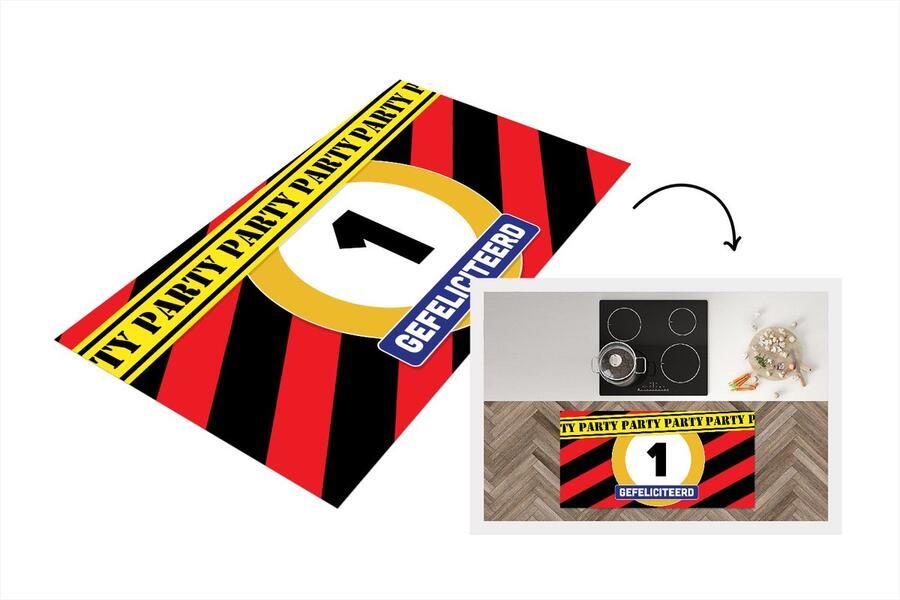 KitchenYeah Keukenloper Loper keuken Jubileum Feest Bord 120x60 cm Keukenloper vinyl