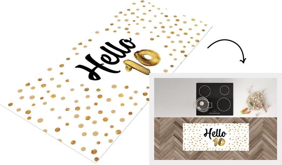 KitchenYeah Keukenloper Loper keuken Jubileum Goud 10 jaar 120x50 cm Keukenloper vinyl