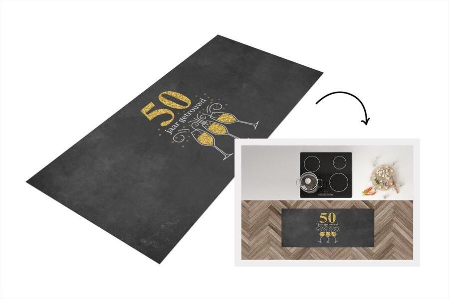 KitchenYeah Keukenloper Loper keuken Jubileum Spreuken 50 jaar getrouwd Quotes 120x50 cm Keukenloper vinyl