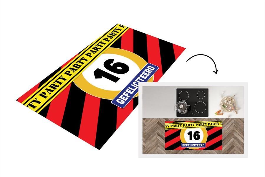 KitchenYeah Keukenloper Loper keuken Jubileum Sweet 16 Feest 120x60 cm Keukenloper vinyl