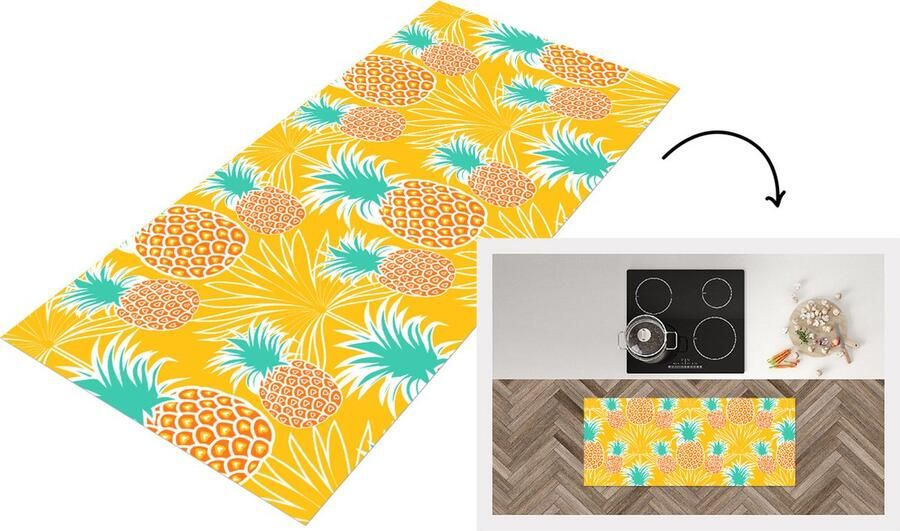 KitchenYeah Keukenloper Loper keuken Jungle Ananas Fruit Design 120x50 cm Keukenloper vinyl