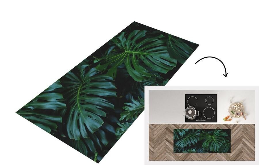 KitchenYeah Keukenloper Loper keuken Jungle Bladeren Design 120x50 cm Keukenloper vinyl