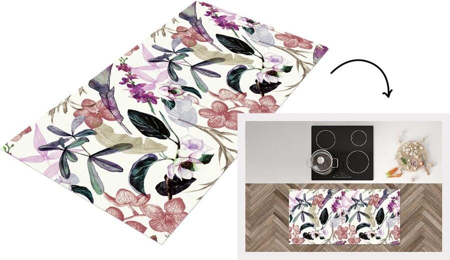KitchenYeah Keukenloper Loper keuken Jungle Bloemen Vintage Patronen 120x60 cm Keukenloper vinyl