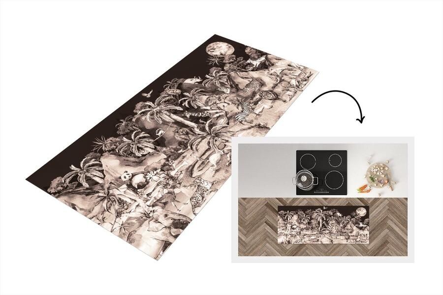 KitchenYeah Keukenloper Loper keuken Jungle Decoratie Kinderen Dieren 120x50 cm Keukenloper vinyl