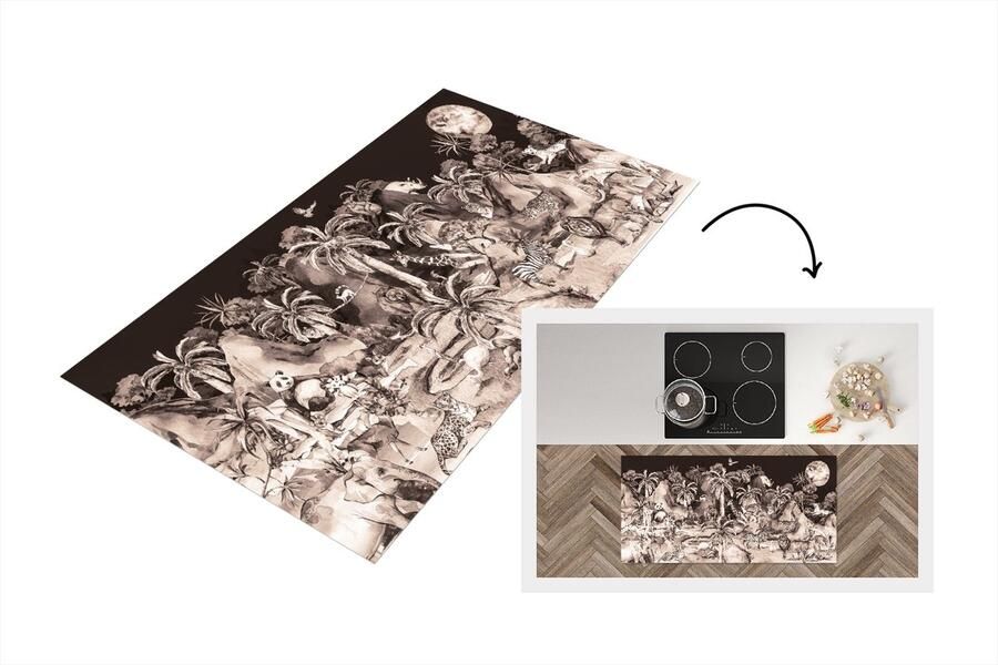 KitchenYeah Keukenloper Loper keuken Jungle Decoratie Kinderen Dieren 120x60 cm Keukenloper vinyl