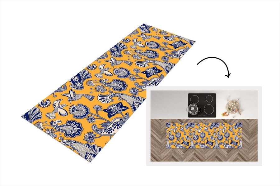 KitchenYeah Keukenloper Loper keuken Jungle Design Vogel Kolibrie 180x60 cm Keukenloper vinyl