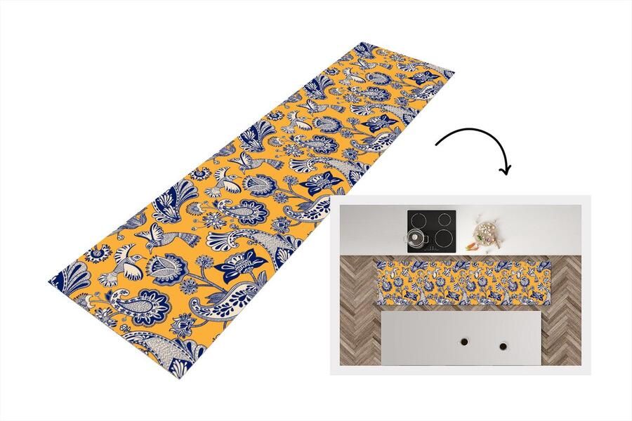 KitchenYeah Keukenloper Loper keuken Jungle Design Vogel Kolibrie 200x50 cm Keukenloper vinyl