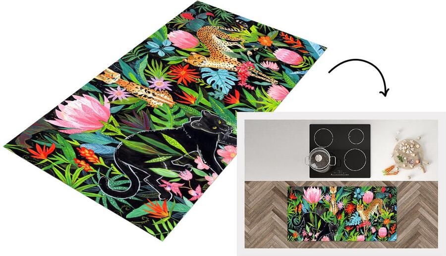 KitchenYeah Keukenloper Loper keuken Jungle Dieren Bloemen 120x60 cm Keukenloper vinyl
