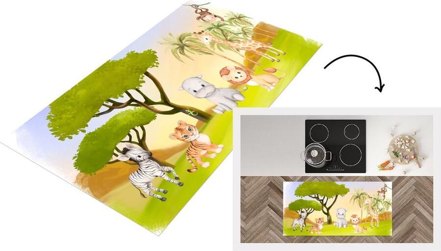 KitchenYeah Keukenloper Loper keuken Jungle Dieren Kinderen 120x60 cm Keukenloper vinyl