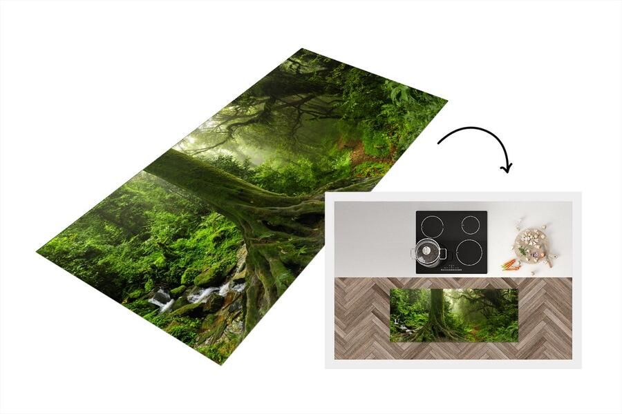 KitchenYeah Keukenloper Loper keuken Jungle Groen Azië 120x50 cm Keukenloper vinyl