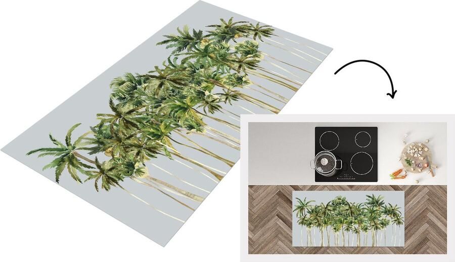 KitchenYeah Keukenloper Loper keuken Jungle Groen Palmboom 120x60 cm Keukenloper vinyl