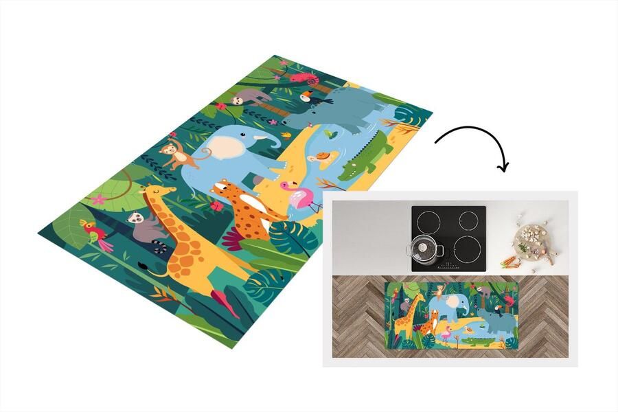 KitchenYeah Keukenloper Loper keuken Jungle Kinderen Dieren 120x60 cm Keukenloper vinyl