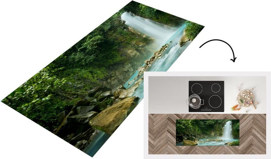 KitchenYeah Keukenloper Loper keuken Jungle Natuur Waterval 120x50 cm Keukenloper vinyl