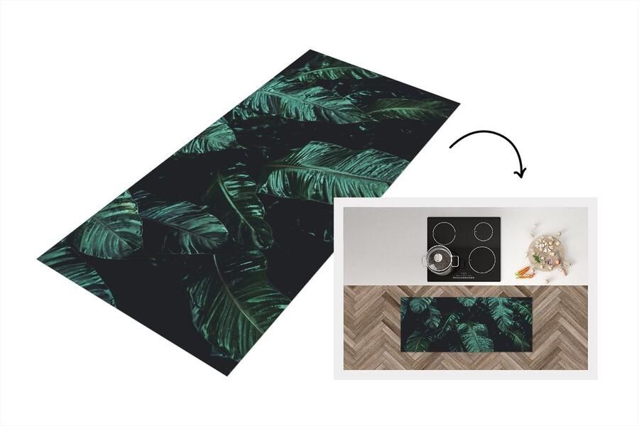 KitchenYeah Keukenloper Loper keuken Jungle Palmboom Bladeren Tropisch 120x50 cm Keukenloper vinyl