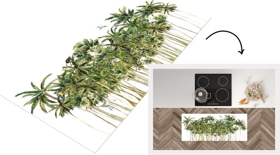 KitchenYeah Keukenloper Loper keuken Jungle Palmboom Vogels 120x50 cm Keukenloper vinyl