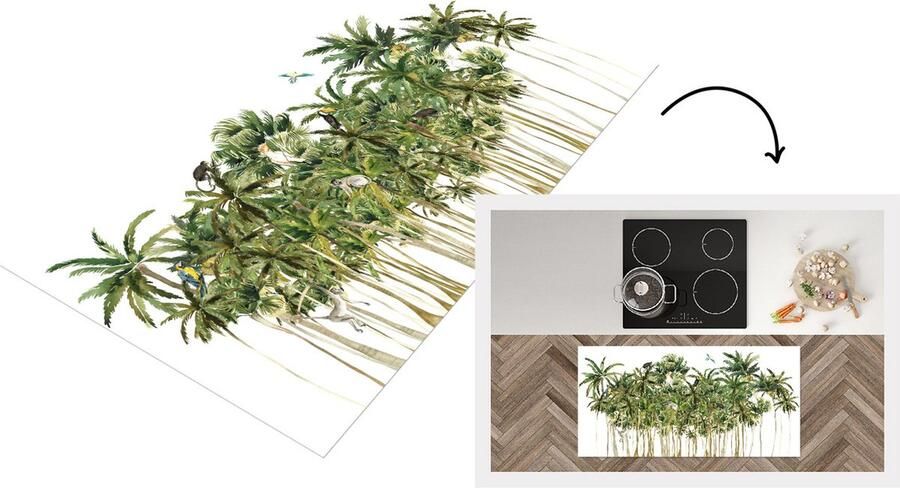 KitchenYeah Keukenloper Loper keuken Jungle Palmboom Vogels 120x60 cm Keukenloper vinyl
