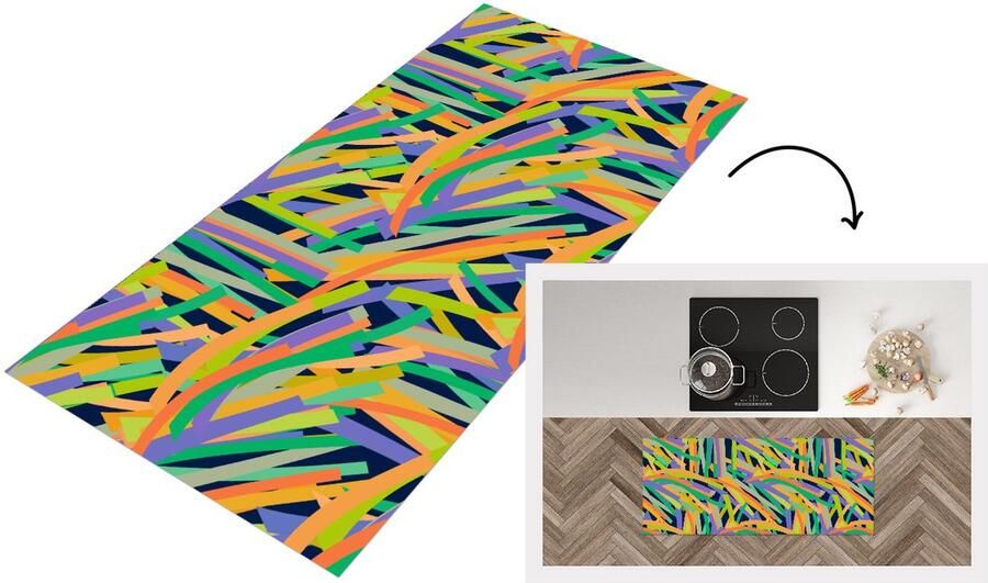 KitchenYeah Keukenloper Loper keuken Jungle Patronen Abstract 120x50 cm Keukenloper vinyl