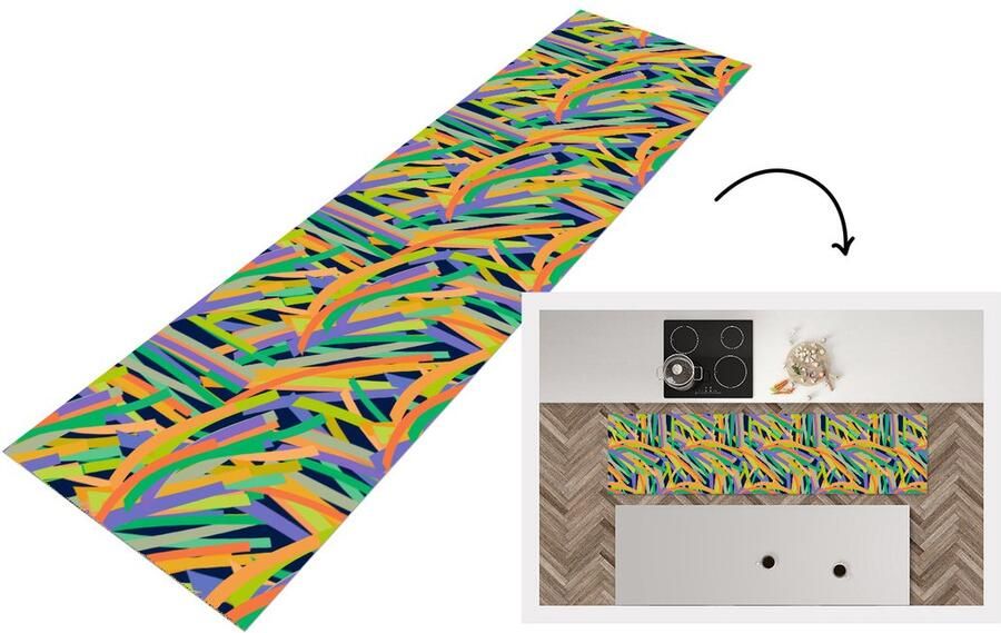 KitchenYeah Keukenloper Loper keuken Jungle Patronen Abstract 200x50 cm Keukenloper vinyl