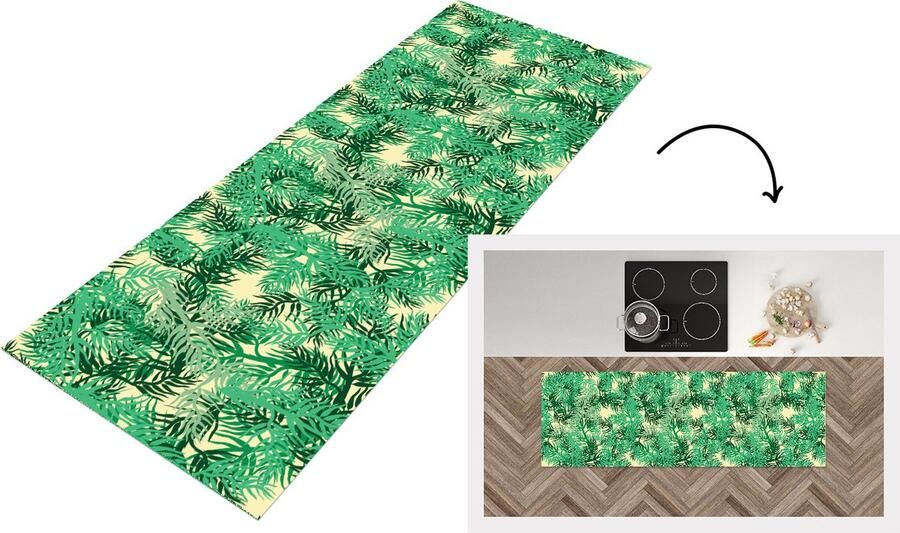 KitchenYeah Keukenloper Loper keuken Jungle Patronen Camouflage 150x50 cm Keukenloper vinyl