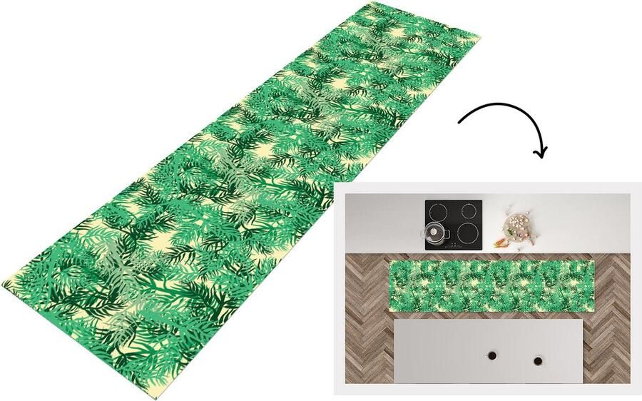 KitchenYeah Keukenloper Loper keuken Jungle Patronen Camouflage 200x50 cm Keukenloper vinyl