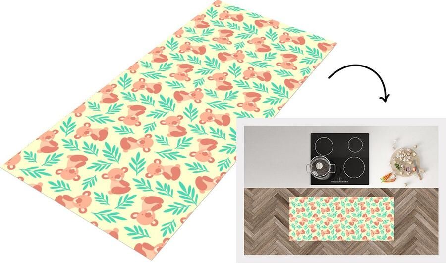 KitchenYeah Keukenloper Loper keuken Jungle Patronen Koala Dier 120x50 cm Keukenloper vinyl