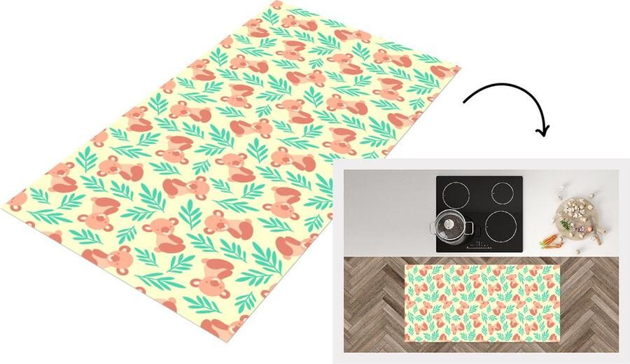 KitchenYeah Keukenloper Loper keuken Jungle Patronen Koala Dier 120x60 cm Keukenloper vinyl