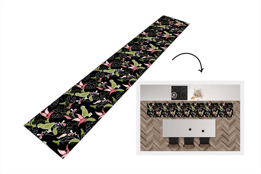 KitchenYeah Keukenloper Keukenmat Jungle Vogel Patronen 360x60 cm Keuken vloerkleed