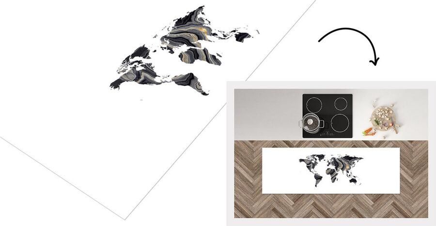 KitchenYeah Keukenloper Loper keuken Kaart Agaat Goud 150x50 cm Keukenloper vinyl