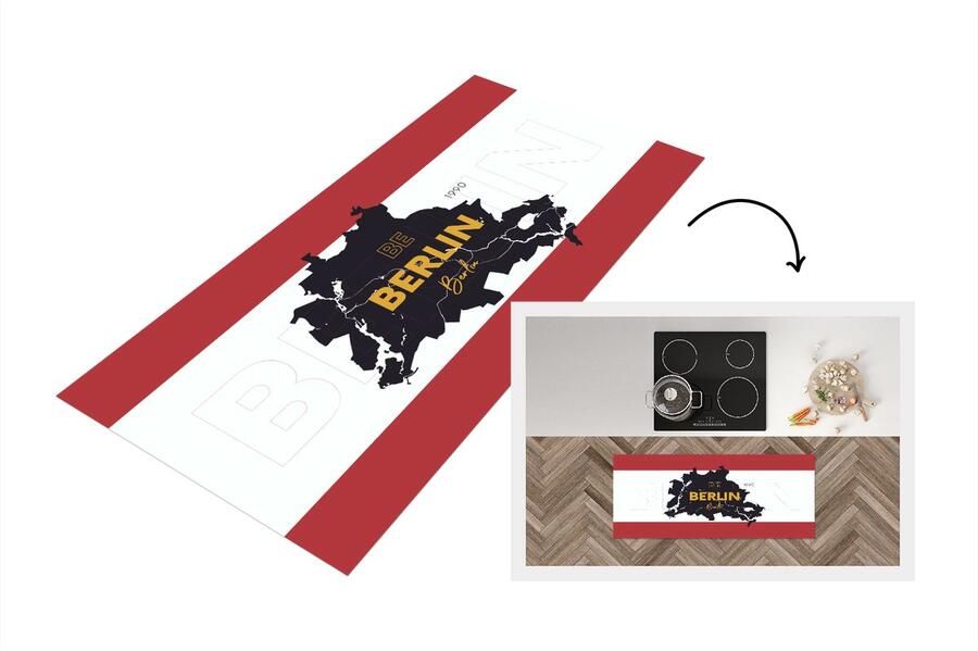KitchenYeah Keukenloper Loper keuken Kaart Berlijn Duitsland Minimalisme 120x50 cm Keukenloper vinyl
